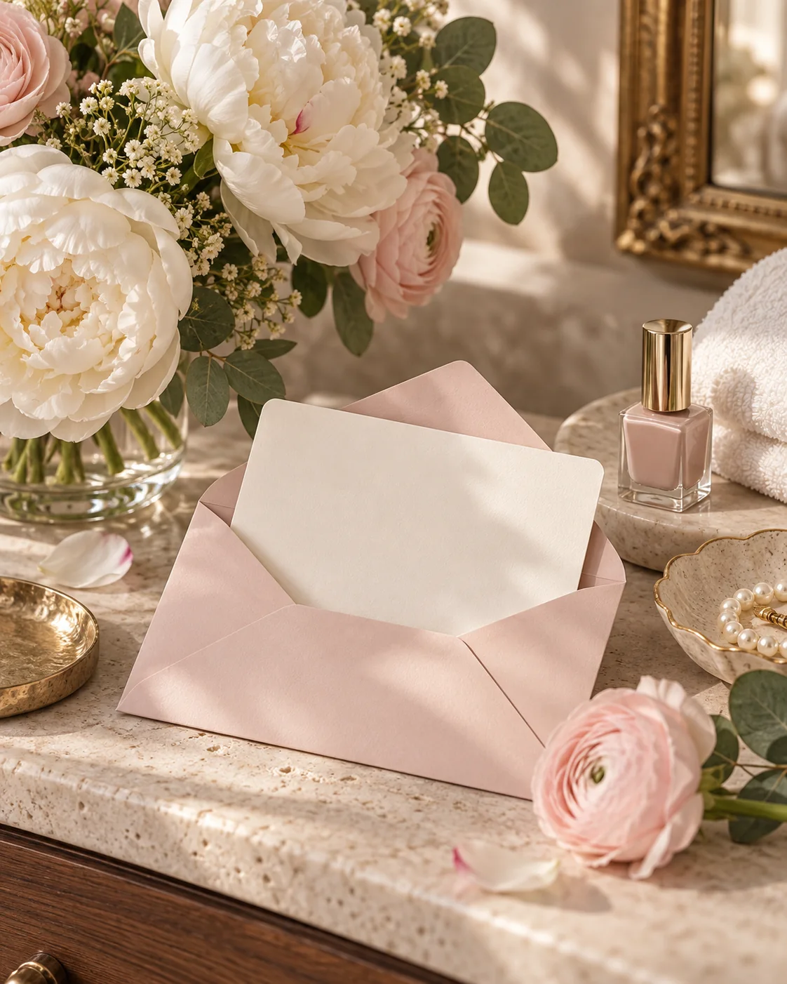 Carte-cadeau fête des Mères avec pivoines
